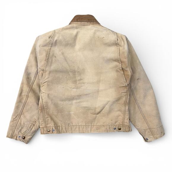 Vintage 80s Union Made Carhartt Detroit Blanket Lined Jacket Workwear 6BLJ Tan - Picture 6 of 16